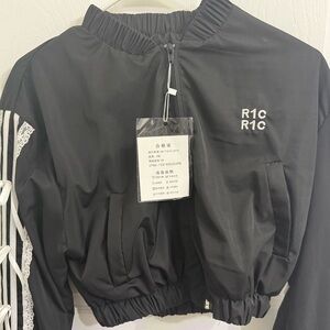 Black Cropped Jacket with White Accents